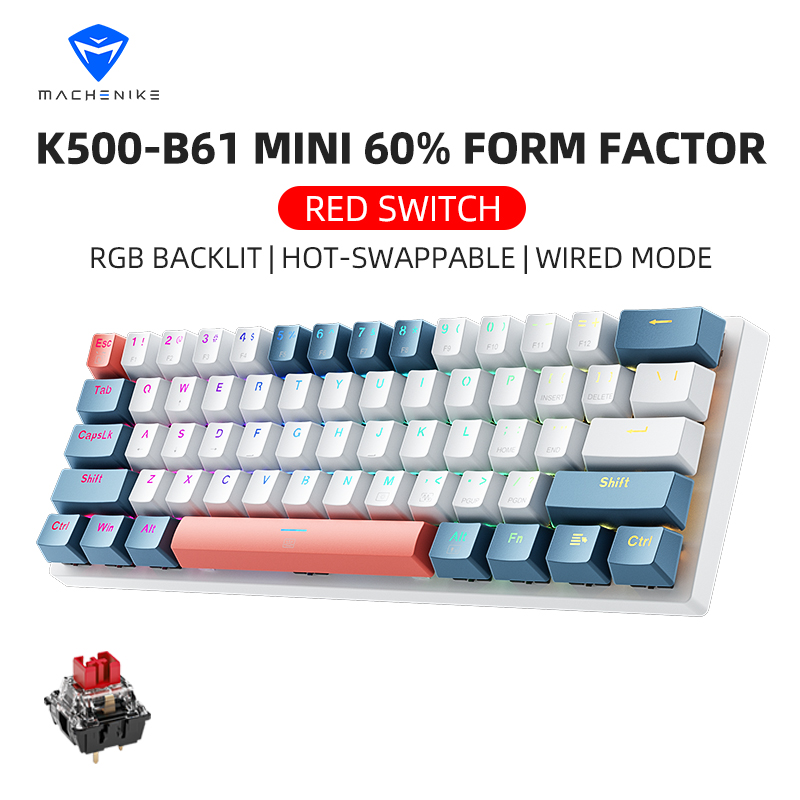 Keyboard Gaming Blue Switch - K500-B61 Machenike لوحة مفاتيح ميكانيكية صغيرة