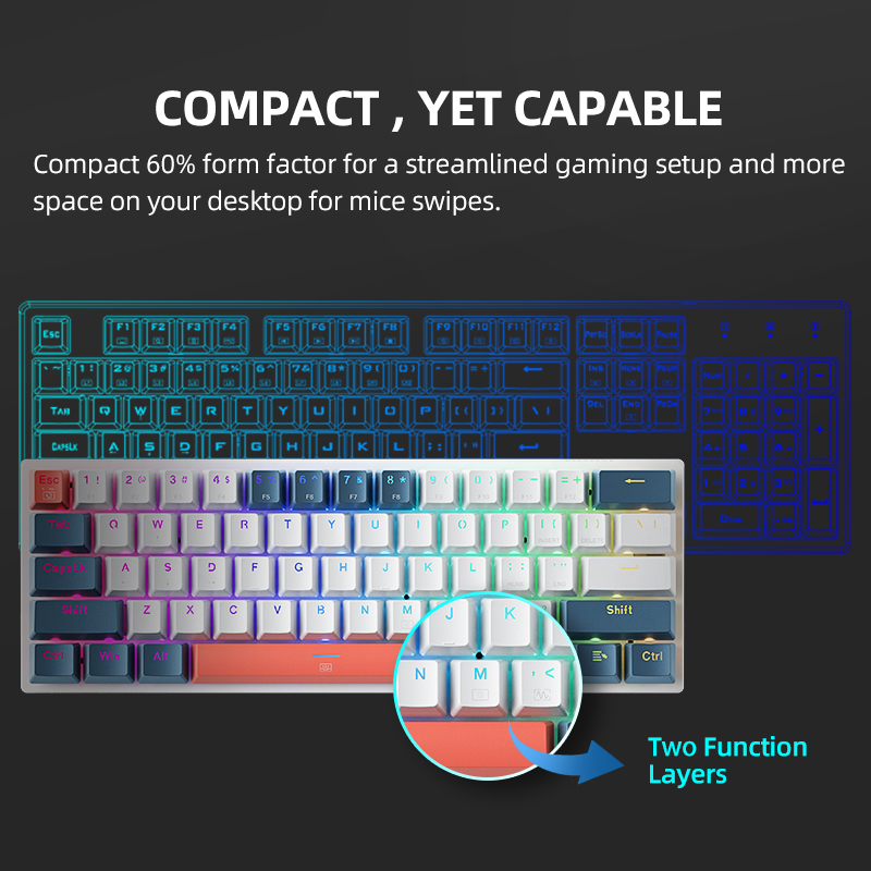 K500-B61 Machenike لوحة مفاتيح - مراجعة Keyboard Gaming Blue Switch وسعره